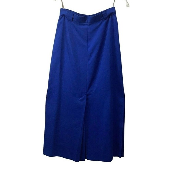 Skirt Midi Pencil 4 Slits Size S/M 38 Bright Blue Zip Tailor Made Austria Vtg - Picture 6 of 12